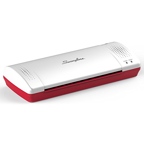 Product Cover Swingline Laminator, Thermal, Inspire Plus Lamination Machine, 9 inches Max Width, Quick Warm-Up, Includes Laminating Pouches, White / Red (1701864ECR)