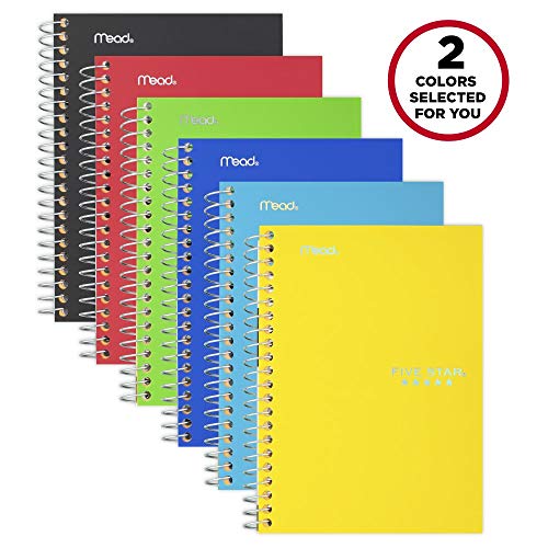 Product Cover Five Star Spiral Notebooks, 1 Subject, College Ruled Paper, 100 Sheets, 7 x 5 inches, Personal Size, Colors Selected For You, 2 Pack (73707)