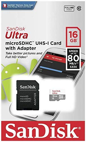 Product Cover SanDisk Ultra 16GB Ultra Micro SDHC UHS-I/Class 10 Card with Adapter (SDSQUNC-016G-GN6MA)