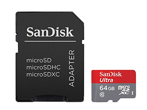 Product Cover SanDisk Ultra 64GB microSDXC UHS-I Card with Adapter, Grey/Red, Standard Packaging (SDSQUNC-064G-GN6MA)