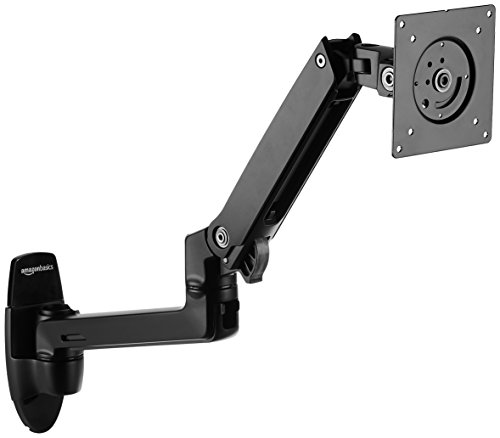 Product Cover AmazonBasics Premium Wall Mount Computer Monitor and TV Stand - Lift Engine Arm Mount, Aluminum - Black