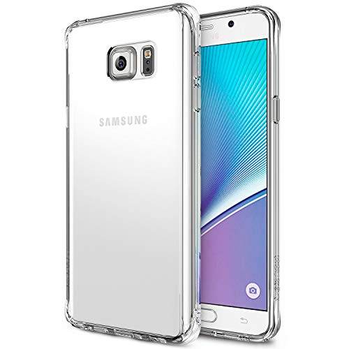 Product Cover Ringke Fusion Compatible with Galaxy Note 5 Case Crystal Clear PC Back TPU Bumper Drop Protection, Shock Absorption Technology (Attached Dust Cap) - Clear