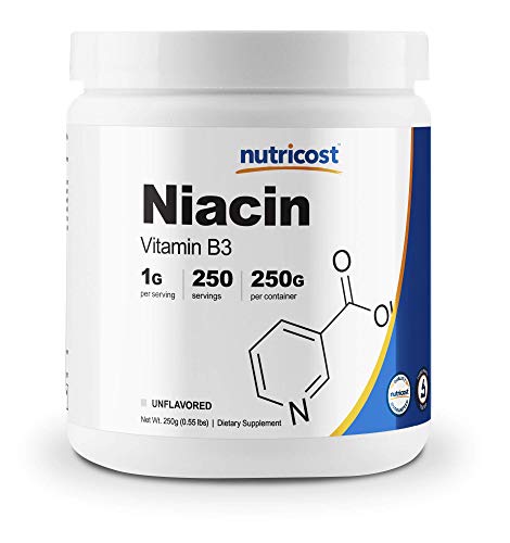 Product Cover Nutricost Niacin Vitamin B3 Powder 250 Grams - 1G Per Serving - Pure, High Quality Vitamin B3 Powder