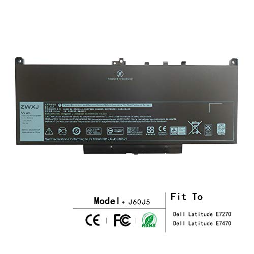 Product Cover ZWXJ Laptop Battery Type J60J5 (7.6V 55WH) for Dell Latitude E7270 E7470 Series WYWJ2 MC34Y 0MC34Y 1W2Y2 242WD 451-BBSY 451-BBSX dell j60j5 dell 242wd Battery dell 451-bbsx