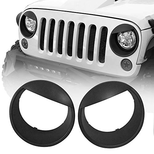 Product Cover Hooke Road Black Angry Bird Headlight Cover Clip-in Bezels for 2007-2015 Jeep Wrangler JK & Unlimited - Pair
