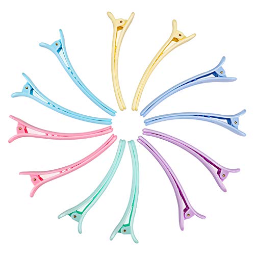Product Cover Rioa 10 Pcs Hair Clips-Professional Non-Slip Multicolor Plastic Duck Teeth Bows Hair Clips with Anti-slip Ergonomic design-Crocodile Hair Styling for Women, Kids, Babies, and Girls + Ideal Gift Idea.