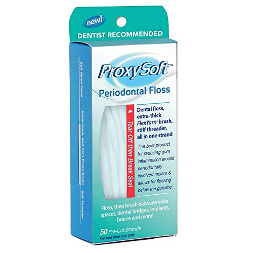 Product Cover Orthodontic Flossers for Braces with Built-in Dental Floss Threader and Thick Yarn Proxy Brush for Daily Dental Care of Periodontal Disease and Gum Health, Periodontal Floss by ProxySoft (1 Pack)