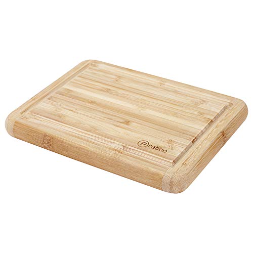 Product Cover Small Bamboo Cutting Board and Serving Tray with Juice Groove - 8 x 6 inches - Made Using Premium Bamboo