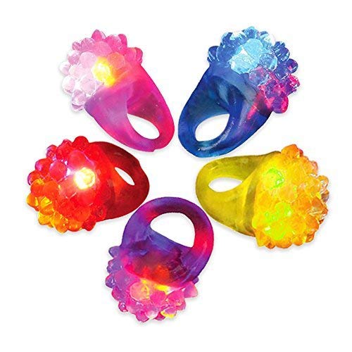 Product Cover Novelty Place [Party Stars] Flashing Led Bumpy Jelly Ring Light Up Toys (24 Pack)