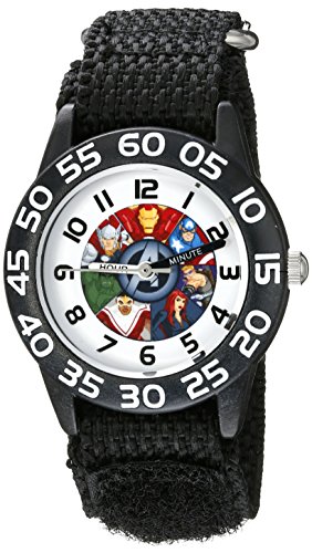 Product Cover Marvel Kids' W002624 Avengers Time Teacher Analog Display Analog Quartz Black Watch