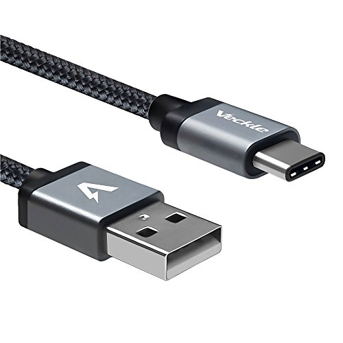 Product Cover Veckle Type C 6.6ft USB C Cable Braided with Aluminum Connector for Samsung Galaxy S8, S8 Plus, Pixel, Nexus 5X, 6P, OnePlus 2, Nokia N1, Nintendo Switch, LG G5, G6 and More USB Type C Devices, Black