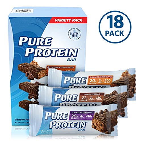 Product Cover Pure Protein Bars, High Protein, Nutritious Snacks to Support Energy, Low Sugar, Gluten Free, Variety Pack, 1.76oz, 18 Pack