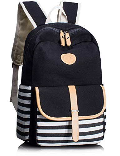 Product Cover Leaper Thickened Canvas School Backpack for Girls Laptop Bag Handbag Black