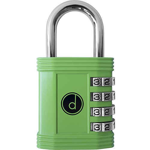 Product Cover Padlock - 4 Digit Combination Lock for Gym, Sports, School & Employee Locker, Outdoor, Fence, Hasp and Storage - All Weather Metal & Steel - Easy to Set Your Own Keyless Resettable Combo - Green