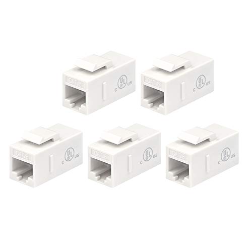 Product Cover VCE 5-Pack CAT6 RJ45 Keystone Jack Inline Coupler-White UL Listed