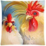 Product Cover Charming Frame - Funny Hen Rooster Couple Chicken Art Design Cushion Pillow Case,Twin Sides Zippered Pillowcase Pillow Cover 18x18 inches