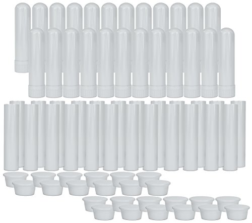 Product Cover Essential Oil Aromatherapy White Nasal Inhaler Tubes (24 Complete Sticks), Empty Blank Nasal Inhalers for Essential Oils