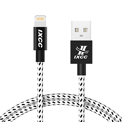 Product Cover iXCC Braided Lightning Cable, [MFi Certified] 4 Feet Nylon-Braided iPhone Charging and Sync Cable for iPhone 7/6/6s/Plus/5/SE/iPad Mini/Air/Pro - (Black/White)