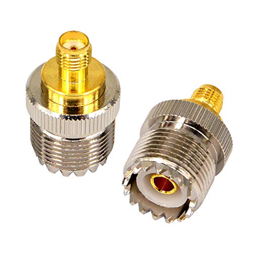 Product Cover onelinkmore RF Coax Adapter SMA Female to SO239 Female UHF Jack SO-239 Antenna Cable Connector for BAOFENG UV-5R Series Radio Pack of 2