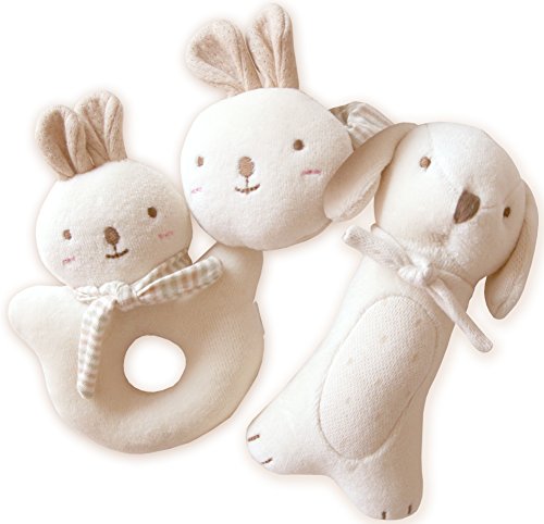 Product Cover (Puppy & Baby Rabbit Rattle Set)100% Organic Cotton(No Dyeing Natural Organic Cotton)