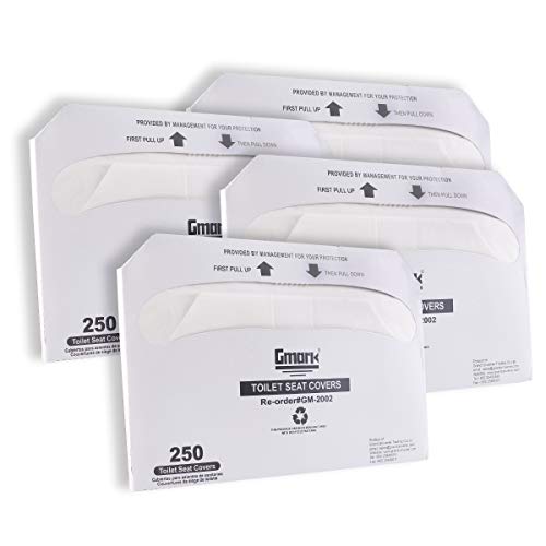 Product Cover Gmark Paper Toilet Seat Covers - Disposable Virgin Paper Half-Fold Toilet Seat Cover Dispensers - 4 Packs of 250 GM2002