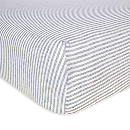Product Cover Burt's Bees Baby Classic Stripe Fitted Crib Sheet - Heather Grey, One Size