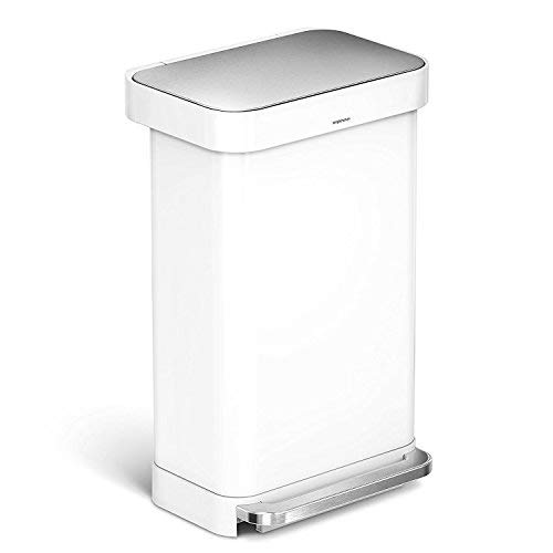 Product Cover simplehuman 45 Liter / 12 Gallon Stainless Steel Rectangular Kitchen Step Trash Can with Liner Pocket, White Steel