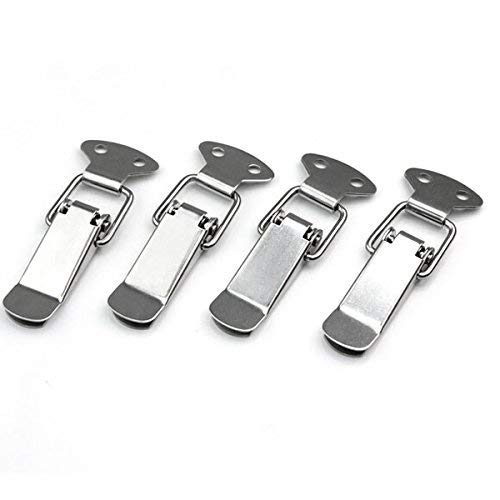 Product Cover Pixnor 4pcs Stainless Steel Spring Loaded Toggle Case Box Chest Trunk Latch Catches Hasps Clamps (Silver)