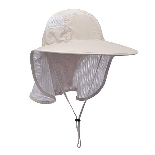 Product Cover Lenikis Unisex Outdoor Activities UV Protecting Sun Hats with Neck Flap Khaki