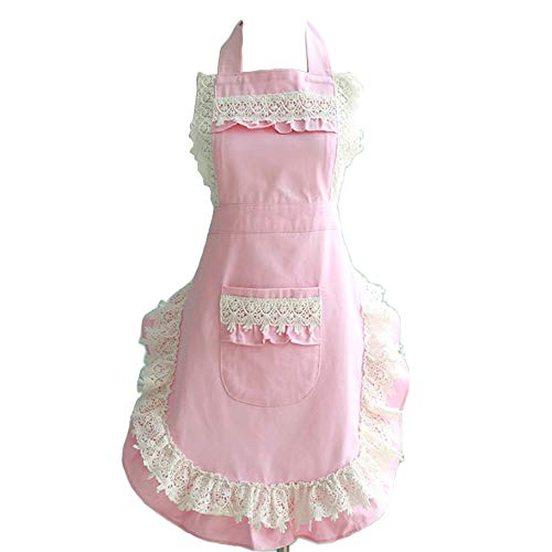 Product Cover Lovely Lace Work Aprons Home Shop Kitchen Cooking Tools Gifts for Women Aprons for Christmas Gift,pink