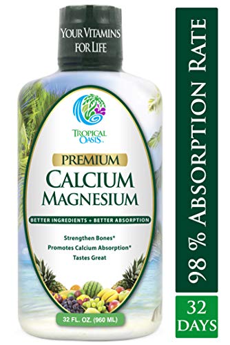 Product Cover Liquid Calcium Magnesium - Natural Formula w/Support for Strong Bones - Liquid Vitamins w/Calcium, Magnesium & Vitamin D - up to 96% Absorption by The Body. - 16oz, 32 Ser