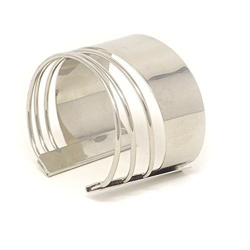Product Cover Yueton Silvertone Rigid Steel Memory Wire Metal Circle Split Ring Coil Wire Thin Jewelry Hammered Bunch Cuff Bracelet Bangle (Silver)