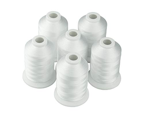 Product Cover Simthread 6 Polyester White Machine Embroidery Threads 1000M(1100Yards) for Brother, Babylock, Janome, Pfaff, Singer, Bernina and Other Home Machines (White)