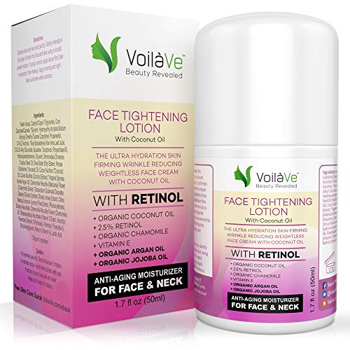 Product Cover VoilaVe Face Lotion, Retinol Moisturizer for Face, Anti Aging Skin Firming Lotion, Vitamin E Oil, Night Moisturizer, Neck Firming Cream, Organic Honey & Lemon Peel Extracts, Airless Pump, 1.7 fl oz
