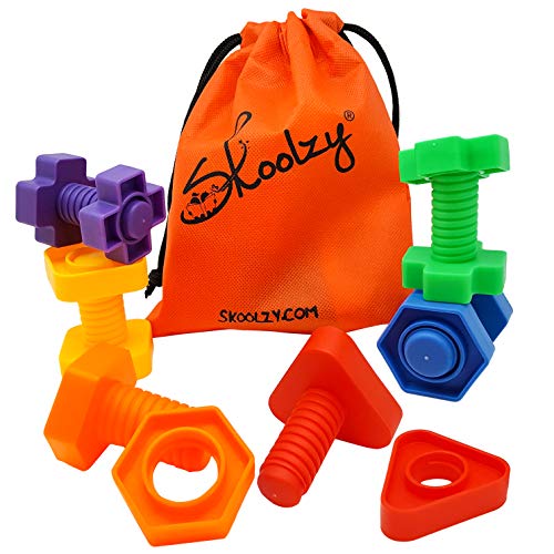 Product Cover Skoolzy Jumbo Nuts and Bolts Toddler Toys Montessori Toys Building Construction Set | 12 pc Occupational Therapy Tools Matching Fine Motor Skills for Toddlers Boys, Girls | Learning Activities eBook