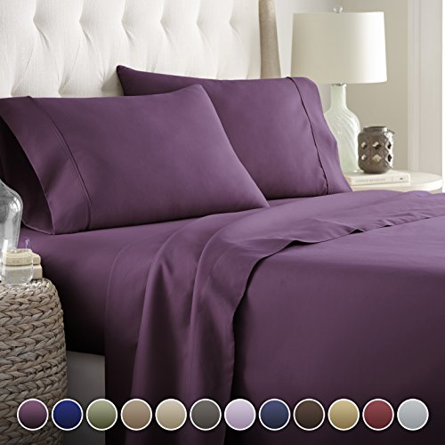 Product Cover Hotel Luxury Bed Sheet Set-Sale Today ONLY! On Amazon Softest Bedding 1800 Series Platinum Collection-100%!Deep Pocket,Wrinkle & Fade Resistant(Twin, Eggplant)