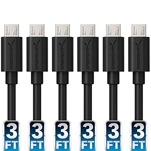 Product Cover Sabrent [6-Pack] 22AWG Premium 3ft Micro USB Cables High Speed USB 2.0 A Male to Micro B Sync and Charge Cables [Black] (CB-UM63)