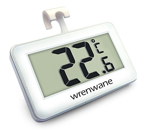 Product Cover Wrenwane Digital Refrigerator Freezer Room Thermometer, No Frills Simple Operation, White