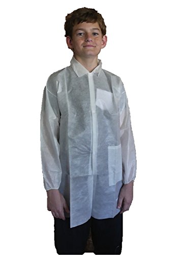 Product Cover Makerspace Lab Disposable Lab Coats, White, Child Medium, 10 Pack