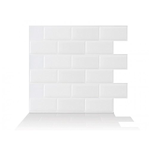 Product Cover Tic Tac Tiles 5-Sheet Peel and Stick Self Adhesive Removable Stick On Kitchen Backsplash Bathroom 3D Wallpaper Tiles in Subway White