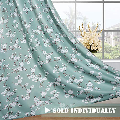 Product Cover H.VERSAILTEX Country Aqua Floral Print Blackout Curtain for Bedroom - Thermal Insulated Ultimate Soft Textured Grommet Window Treatment Panel for Living Room, 52