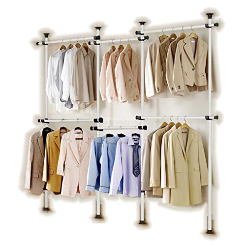 Product Cover GoldCart GC522 Potable Garment Rack, Height 160-320  cm Width 140 - 300 cm Adjustable, Grey Close to White Pipe and Black Brackets