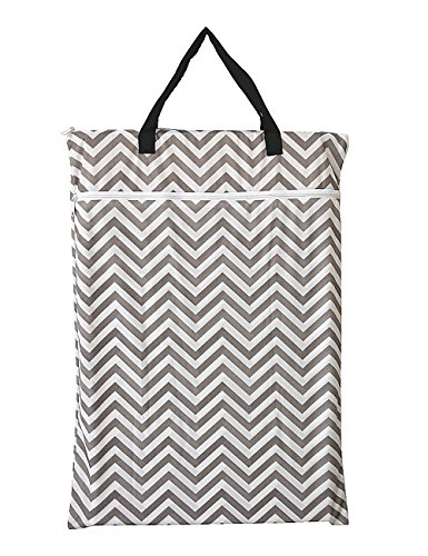 Product Cover Large Hanging Wet/dry Cloth Diaper Pail Bag for Reusable Diapers or Laundry (Grey Chevron)