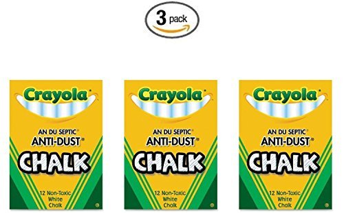 Product Cover Crayola Nontoxic Anti-Dust Chalk, White, 12 Sticks/Box (50-1402) (3 Pack)