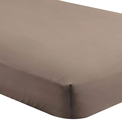 Product Cover Bare Home Fitted Bottom Sheet Twin Extra Long - Premium 1800 Ultra-Soft Wrinkle Resistant Microfiber - Hypoallergenic - Deep Pocket (Twin XL, Taupe)