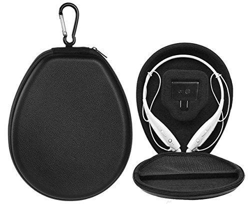 Product Cover BOVKE Carrying Case for LG Electronics Tone + HBS-900 HBS-760 HBS-800 Stereo Wireless Bluetooth Headset Headphones Hard PU Travel Storage Protective Cover Box Bag, Black