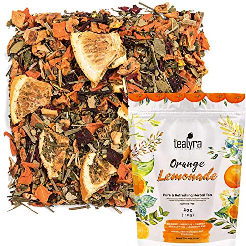 Product Cover Tealyra - Orange Lemonade - Hibiscus - Eucalyptus - Lemongrass - Herbal Fruity Loose Leaf Tea Blend - Vitamins Rich - Boost Immune System- 100% Natural - Hot and Iced - Caffeine-Free - 110g (4-ounce)