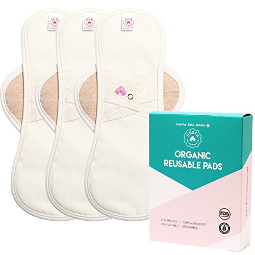 Product Cover Hesta FDA Registered Organic Reusable Cloth Menstrual Pads (environment-friendly), PMS Relief Set of 3 (large, Wing/Brown)