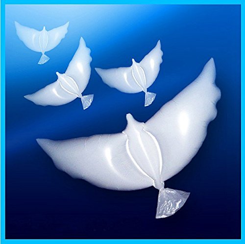 Product Cover Dove balloons are eco friendly and the perfect solution for your event at your party, wedding, birthday and more. These huge white balloons are biodegradable and can float in the sky for more than 20 hours with helium. Special Bonus E-book