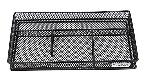 Product Cover EasyPAG Mesh Collection Desk Drawer Organizer Small Size Silver (Black, 10 x 5.25 x 1.25 inch)